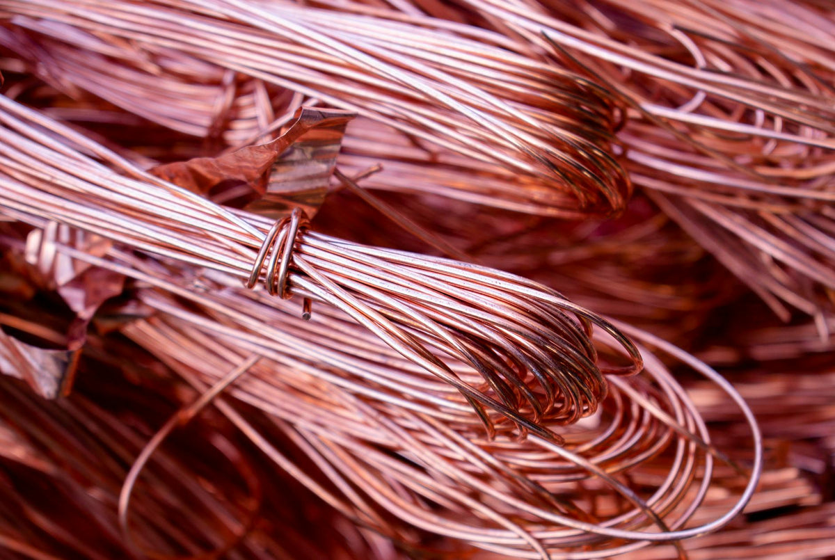 Close-up of coiled copper electrical cable