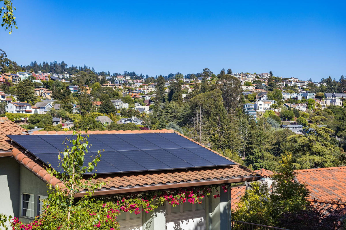 Solar panels on a residential rooftop