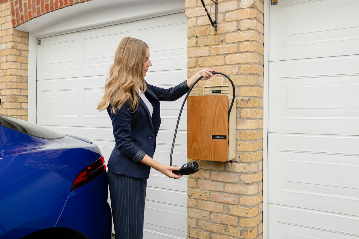 EV charging cable plugged in at home