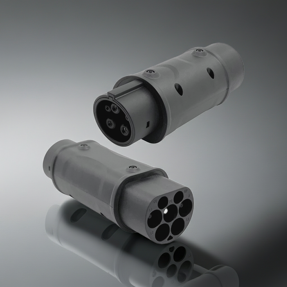 T1 Female (Car) to T2 Male (Cable) Compact Adaptor For EVs