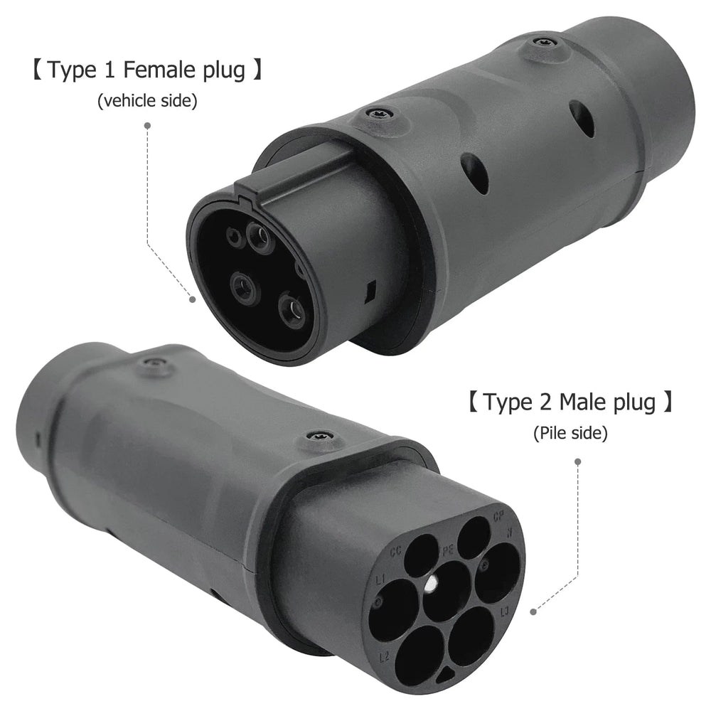 T1 Female (Car) to T2 Male (Cable) Compact Adaptor For EVs